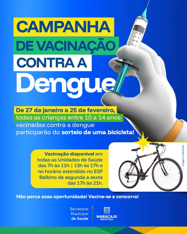 TUDODOMS: MARACAJU INCENTIVA VACINAÇÃO CONTRA A DENGUE COM SORTEIO DE PRÊMIOS
